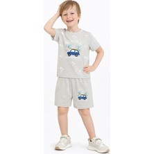 Name Baby & Kids Erkek Çocuk Şortlu Yazlık Pijama Takımı Araba Temalı NBK-7252