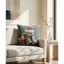 Believe Mr Cat Akarlı Dokuma Goblen Dekoratif Kırlent 45*45