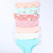 Elmas Kids Kız Çocuk 7'li Slip Külot Kalp ve Kuğu Desen Elm-S-10