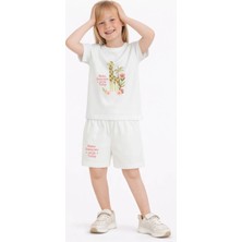 Name Baby & Kids Kız Çocuk Şortlu Yazlık Pijama Takımı Zürafa Temalı NBK-6145