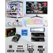 Efs I5 14400F 32GB Ddr4 Ram 1tb Nvme 5060 Ekran Kartlı 360MM Sıvı Soğutmalı 27 Inç Monitörlü Klavyeli Gaming Pc