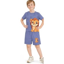Name Baby & Kids Erkek Çocuk Şortlu Yazlık Pijama Takımı Aslan Temalı NBK-7241