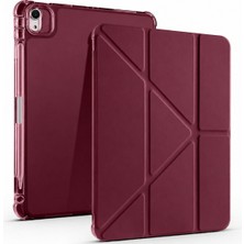Five-E Apple iPad Air 4 Nesil 10.9 Inc (2020) Yatay ve Dikey Standlı Antişok Köşe Korumalı Kalemlikli Origami Slikon Kılıf A2316 A2324