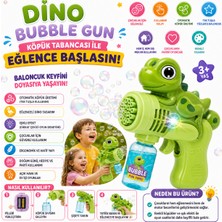 Shoplandu Çocuklar Için Pilli Kaliteli Sevimli Baloncuk Tabancası + Likit - Köpük Çıkarma Makinası Dinozor Karakter