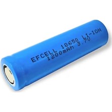 Efcell 18650 Düz Kafa Şarjlı Pil 3.7V 1200MAH - Matkap ve El Feneri Bataryası