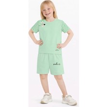 Name Baby & Kids Kız Çocuk Şortlu Yazlık Pijama Takımı Kedi Temalı NBK-6144