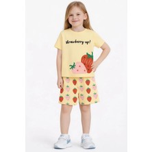 Name Baby & Kids Kız Çocuk Şortlu Yazlık Pijama Takımı - Çilek NBK-6154