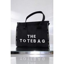 Siyah Kadın Kanvas Tote Bag Günlük Omuz Çantası Büyük Boy