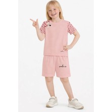 Name Baby & Kids Kız Çocuk Şortlu Yazlık Pijama Takımı Kedi Temalı NBK-6144