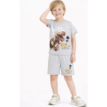 Name Baby & Kids Erkek Çocuk Şortlu Yazlık Pijama Takımı Dinazor Temalı NBK-7241