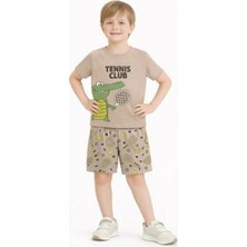 Name Baby & Kids Erkek Çocuk Şortlu Yazlık Pijama Takımı Timsah Temalı NBK-7242