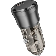 Borofone BZ24 Pd 20W Hızlı Araç Şarj Cihazı - Type-C Çıkışlı Şeffaf Tasarım - Çakmaklık Şarjı
