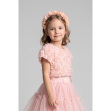 Le Mabelle Somon Gül Aplike Detaylı Kız Çocuk Crop Bluz - Millie