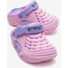 Ccway Hasır Desenli Sabo Terlik 26-35 Pembe Lila