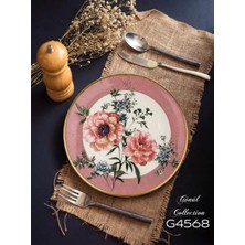 Gönül Mutfak Magnolya Çiçek Desenli Seramik Pasta Tabağı 6'lı 19 cm