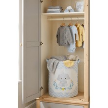 HomyJRs Mavi Fil Baskılı Filesiz Oyuncak Çamaşır Kirli Organizer Düzenleyici Sepet 37 x 40