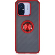 Durukar®   Redmi 12C Kılıf Montreal Yüzüklü Silikon Kapak - Kırmızı