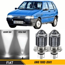 Caralp Fiat Uno 1992-2001 Uyumlu Mercekli Far Ampulü LED Xenon Beyaz Renk Far Şimşek Etkili Csp LED Lamba Uzun Kısa 2 Adet Takım