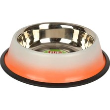 Flip Çift Renkli Çelik Köpek Mama ve Su Kabı (Turuncu) 960ML