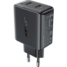 Acefast A49 35W Çift Type-C Çıkışlı Pd 3.0 Hızlı Şarj Adaptörü Siyah (Iphone ve Samsung Uyumlu)