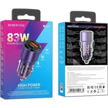 Borofone BZ20A Şeffaf Tasarım 83W Araç Içi Hızlı Şarj (Type-C & Usb) iPhone ve Android Uyumlu