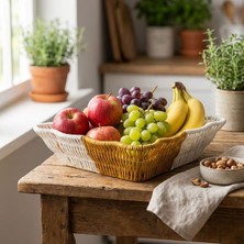 Ozcmax Kare Dalgalı Çift Renkli Plastik Rattan Ekmek ve Meyve Sepeti - Çok Amaçlı Banyo ve Mutfak Düzenleyici - Yıkanabillir Tezgâh Üstü Organizer