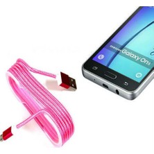 Aslanoğlu Store Android Örgü Şeklinde Renkli Çelik Şarj Data Kablosu - Pembe