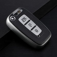 Alazpay Hyundai IX35 I30 Tucson Elentra Kia Rio Sportage Sorento Deri Görünüm Tpu Anahtar Kılıfı (1 Adet)