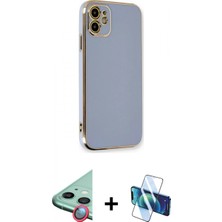 İlk El Grup Pilelistore™ iPhone 11 Kılıf Yankı Serisi - Siyah 3D Antistatik Cam Ekran Koruyucu + Raze Metal Kamera Lens - Kı