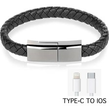 Te-Dos Örgü Deri Tasarımlı Type-C To Lightning Şarj Kablosu Bileklik TD-UC2110TC-IP