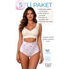 Yüksek Bel Pamuklu Külot, 5’li Desenli Dantel Detaylı Külot Set, Nefes Alan Günlük Iç Giyim L-Xl