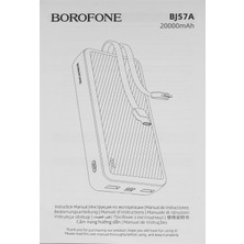 Borofone BJ57A 20000MAH Dahili Çift Kablolu Ios/android Uyumlu Hızlı Şarj Powerbank | Beyaz