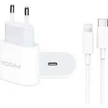 proda PRD-89B 20W Pd Hızlı Şarj Aleti + iPhone (Lightning) Kablo Seti