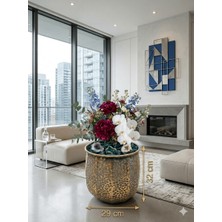 Panalı PNL-MG93 M Metal Dekoratif Saksı - Eskitme Bakır Görünümlü - 29X29X32 cm