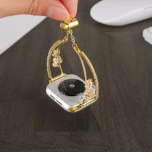 Alstrap Apple Watch 11-10 42MM 9 8 7 41MM 6 5 4 Se 40MM Uyumlu Çiçekli Taşlı Metal Kadın Bileklik Kordon