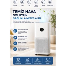 Xiaomi 48 M² Hepa Aktif Karbon Hava Temizleyici Cihaz Sessiz Koku Giderici Polen Toz Alerjen Duman Pm2.5 Beyaz Salon Oda