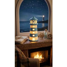 Neolab Dekoratif Tasarım Deniz Feneri Tealight - Açık Mavi - Beyaz