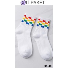 Unisex Pamuklu Soket Çorap 5’li Paket Renkli Desenli Günlük Spor Çorap 36-40