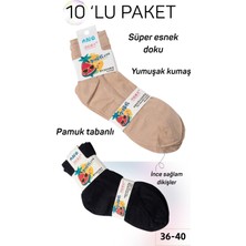 Kadın Siyah Şeffaf Soket Çorap 10’lu Paket – Pamuk Tabanlı, Esnek, Günlük Konfor (36-40)