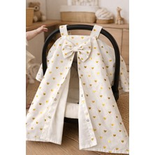 Beyge Baby %100 Pamuktan Poplin Kumaş Kalp'li Puset Örtüsü (Tekli)