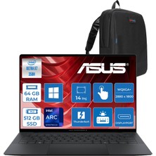 Asus Expertbook (B9406CAA) Intel® Core™ Ultra X7 358H 64GB 512GB SSD Intel® Arc™ 14.0-Inch OLED Wqxga+ (2880 x 1800) 1400NITS Hdr DCI-P3:100 WIN11HOME Dokunmatik Bilgisayar UX7641TB1DH12+ZETTAÇANTA