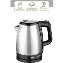 Go İthalat Çelik Kettle 1.7lt Gizli Rezistans - Kablosuz SK-8015 (5582)
