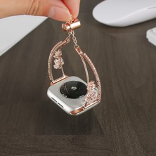 Alstrap Apple Watch 11-10 46MM 9 8 7 45MM 6 5 4 Se 44MM Uyumlu Çiçekli Taşlı Metal Kadın Bileklik Kordon