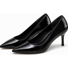 Patron Shoes Hakiki Deri Stiletto 6 cm Topuklu Zarif Sivri Burun Kadın Ayakkabı