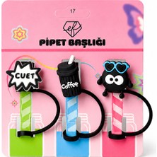 Ef Butik Black Cute Cat Temalı Pipet Charmı
