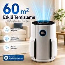 Shark 60 M² Hepa Aktif Karbon Akıllı Sensörlü Hava Temizleyici Cihaz Koku Giderici Alerjen Beyaz Filtreli