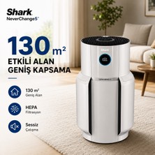 Shark 130 M² Hepa Aktif Karbon Akıllı Sensörlü Hava Temizleyici Cihaz Beyaz Filtreli