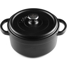 Lotus Döküm    20 cm Yuvarlak Derin Tencere  Mat Siyah