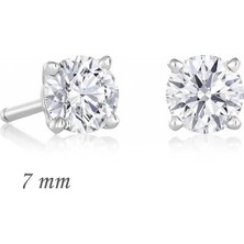 Gumush Hk Gümüş Kadın Küpe Yuvarlak Tek Taş Zirkon 7 Mm.|gümüş Takı Hediyelik Ürünler