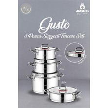 Amboss Gusto 8 Parça Paslanmaz Çelik Süzgeçli Tencere Seti